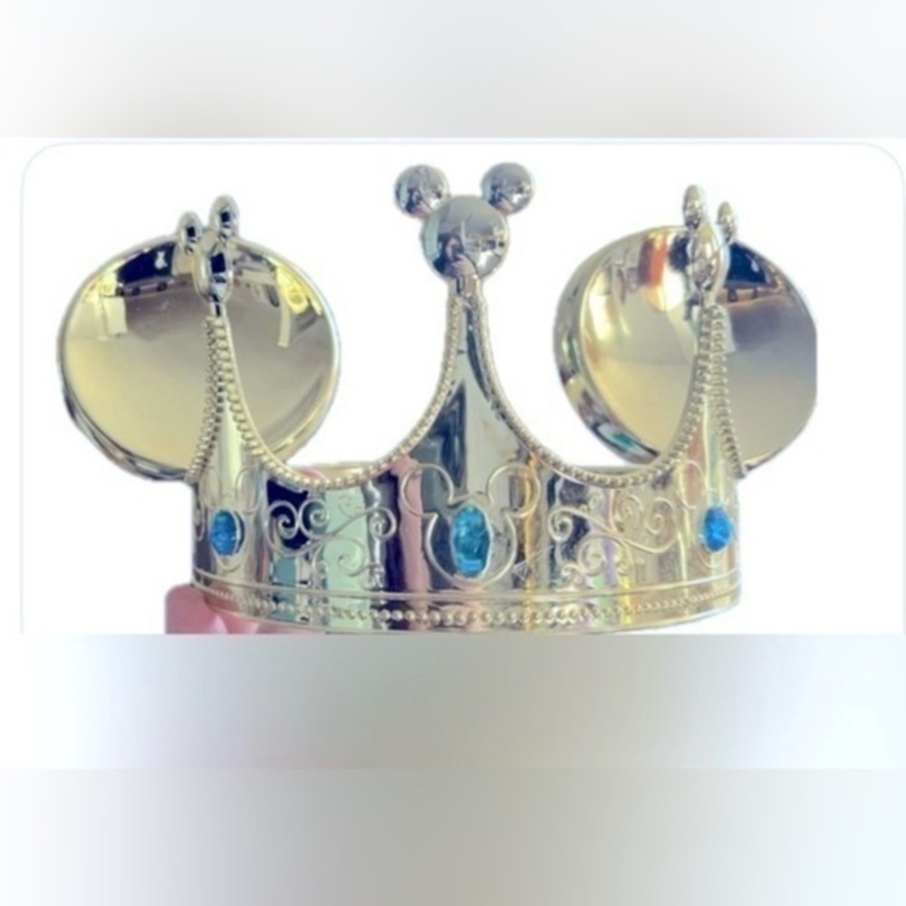 Disney On Ice Mickey Mouse Ears Jeweled Crown / Tiara Plastic Gold Metallic RARE